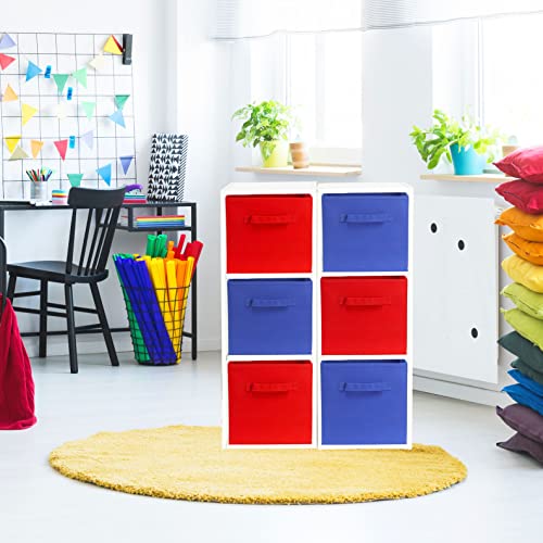 Simple Houseware Foldable Cube Storage Bins, 11-Inch Red, 6-Pack Fabric Cubes Organizer for Closet or Shelves - color: Red