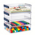 4 Pack 5.5qt 9 x 13 Clear Plastic Storage Box with Snap-Tight Latch, Stackable Organizer Container for A4 Files, Photos, Documents, Scrapbook, Crafts, and Art Supplies,Clear Storage Box With Lids