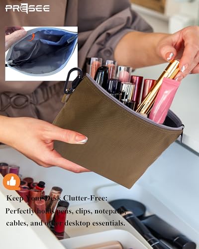 Tool Pouch Zipper Small Tool Bag Pouches Organizer Bag with Metal Carabiner, Nylon 1680D Heavy Duty for Wrenches, Screwdrivers, Pliers, Stationery & Office Supplies Pack of 1,Khaki, 11 Inch - color: 1 Pack, 11" Khaki