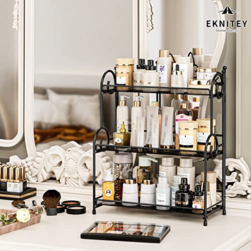 EKNITEY Bathroom Counter Organizer - 3 Tier Spice Rack Organizer Skincare Countertop Organizers for Bathroom Kitchen Bedroom Black (No Assembly) - color: Black