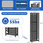 Simple Trending Wall File Organizer, 18-Tier Mesh Hanging Paper Document Folder Holder, Desktop Metal Files Storage Rack for Office and Home, Black