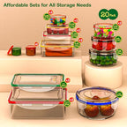 40 Pcs Food Storage Containers with Lids Airtight- Plastic Meal Prep Container for Pantry Kitchen Organization, Microwave, Dishwasher, Freezer Safe -100% Leak Proof (20 Stackable Boxes-20 Lids) - color: 40Pcs