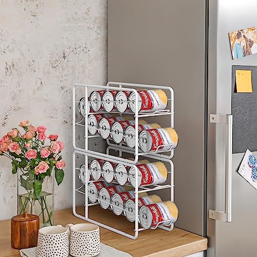 MOOACE Can Organizer for for Pantry, Stackable Soda Can Dispenser Canned Food Storage, Kitchen Cabinet Fridge Beverage Cans Holder, 4 Pack, White - color: White