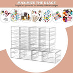 caktraie Desk Organizers And Accessories With 22 Drawers, 4 Pack Office Desktop Drawers, Plastic Makeup Organizer Containers Bins With Drawers Desk Organization, Bathroom Organizers Storage Case Box - size: 22 Drawers