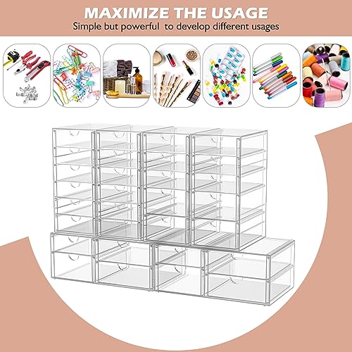 caktraie Makeup Organizer Storage With 30 Drawers, 6 Pcs Desktop Office Supplies, Desk Organizers, Clear Accessories, Dustproof Drawer and for Make Up, Jewelry, Pen, Stationary - size: 30 Drawers