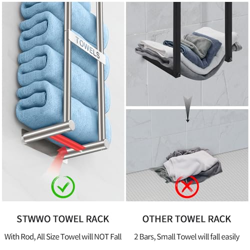 Towel Racks for Bathroom, STWWO Towel Storage for Small Bathroom 22inch, Stainless Steel Towel Rack Wall Mounted for Bath Towel, Brushed Nickel - color: Brushed Nickel, size: 22 IN