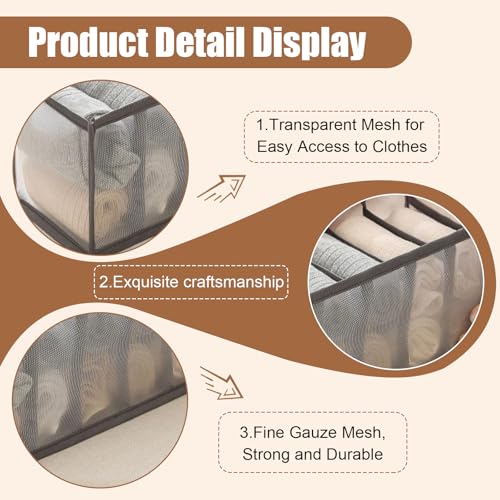 2 Pcs Underwear Storage Box Drawer Underwear Organizer Lingerie Organizer Compartment Storage Box for Wardrobe Drawer Use(Grey) - color: Grey-2pc