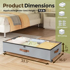 LAMU Under Bed Storage with Wheels, 2 Pack Under Bed Storage Containers with Clear Lids & Label, Rolling Under Bed Drawers for Clothes, Shoes, Blankets, Grey - color: Grey