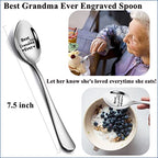 ZUYUROU Grandma Gifts, 2-Pocket Grandma’s Spot Throw Pillow Covers 18x18 Inch + Engraved Spoon, Birthday Christmas hanksgiving Day Gifts for Grandma Mom Gigi Nana Mimi - color: Grandma
