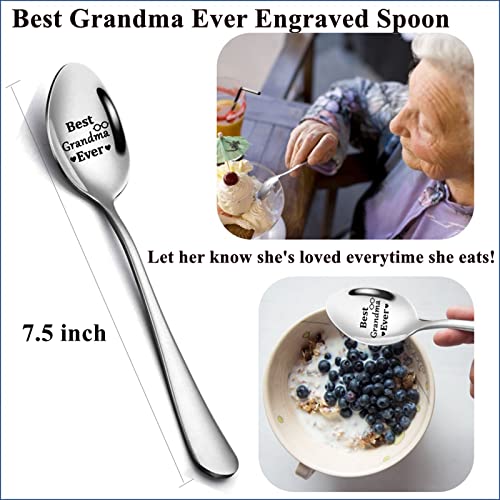 ZUYUROU Grandma Gifts, 2-Pocket Grandma’s Spot Throw Pillow Covers 18x18 Inch + Engraved Spoon, Birthday Christmas hanksgiving Day Gifts for Grandma Mom Gigi Nana Mimi - color: Grandma