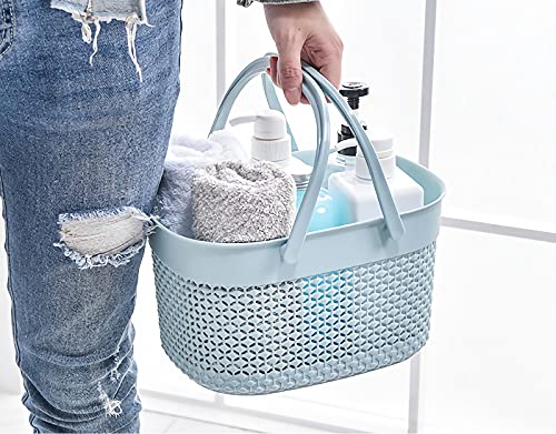 rejomiik 2 Pack Plastic Shower Caddy Basket, Portable Organizer Storage Tote with Handles Toiletry Bag Bin Box for Bathroom, College Dorm Room Essentials, Kitchen, Camp, Gym, Blue - color: Blue, size: 2 pack