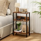 DGSANDGO Narrow Side Table (Rustic Brown) - Nightstand with Charging Station (2 USB + 1 AC Outlet) & Drawer, Mute Wheels for Balcony/Kid’s Room/Bedroom - color: Rustic Brown, size: Drawer Wide-24.4"H 1 PC