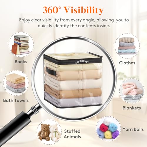 Lifewit 4 Pack Clear Clothes Storage Bags, Sweater Storage with Zipper, 18L Vinyl Foldable Moving Bags, Storage Container for Blankets Bed Sheet Sweater Yarns - size: 18L