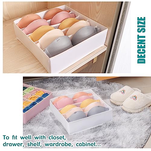 Bra Storage Drawers Organizer for Clothing Underwear Drawer Organizer Dividers Foldable Storage Cube Bins for Bra,Socks, Underwear,3 Pack （White） - color: White, size: 3 Pack