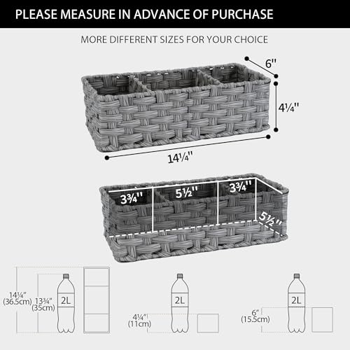 GRANNY SAYS Toilet Tray Tank Topper, Wicker Baskets for Storage, Set of 2 Waterproof Bathroom Basket for Organizing, Gray Bathroom Organization Baskets, 14¼" x 6" x 4¼" - color: Gray