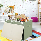 popoly Large Toy Box Chest with Lid, Collapsible Sturdy Toy Bin Storage Organizer Boxes Baskets for Kids, Boys, Girls, Nursery, Playroom, 25"x13" x16" - color: Large Green