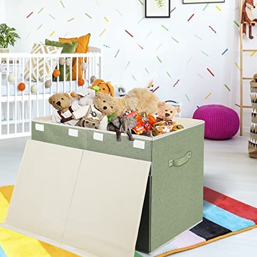 popoly Large Toy Box Chest with Lid, Collapsible Sturdy Toy Bin Storage Organizer Boxes Baskets for Kids, Boys, Girls, Nursery, Playroom, 25"x13" x16" - color: Large Green