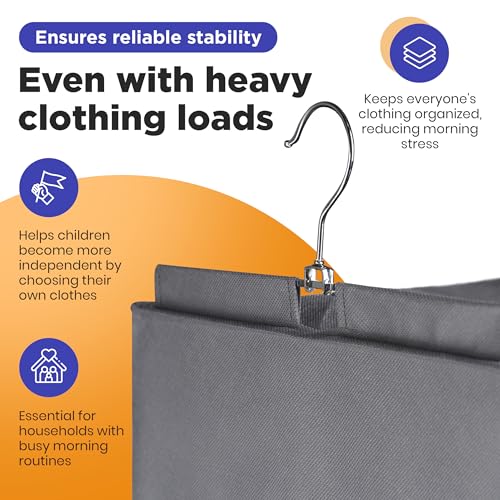 Handy Laundry Hanging Clothes Organizer for Kids - 6-Shelf Closet Daily Clothing Organization Labeled Shelves with Days of The Week Monday Through Friday, Weekday and Weekend (Grey) - color: Grey