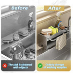 Kitchen Sink Caddy Organizer,Sponge Holder for Kitchen Sink with Drain Board,Stainless Steel - color: Black