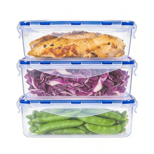 KIGI Food Storage Containers, 4 Sided Locking Lids, Airtight, Leak-Proof & Stackable, Ideal for Meal Prep, Lunch & Leftovers, Microwave & Dishwasher Safe, BPA-Free Plastic, 38 oz, 4.8 Cup, 6 Piece Set - size: 4.8 cup (6-Piece)