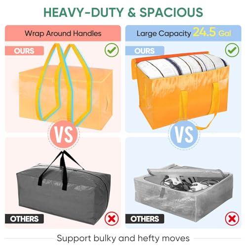 BALEINE 2-Pack Oversized Moving Bags with Reinforced Handles, Heavy-Duty Storage Tote for Clothes, Moving Supplies (Light Yellow, 2-Pack) - color: Light Yellow, size: 2-Pack