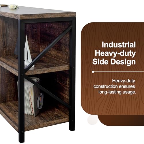 8 Cube Storage Organizer Bookshelf, Industrial Horizontal Bookcase, Accent Cubby Shelf, Media Console Table for Living Room, Home Office, 13.6" D x 63" W x 30.9" H, Dark Grey Oak - color: Dark Grey Oak, size: 8 Cube- 2 Tier
