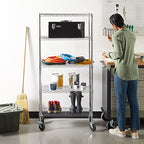 Amazon Basics 5-Shelf Adjustable, Heavy Duty Storage Shelving Unit on 4" Wheel Casters, Easy to Move Portable Wire Shelving, No Tools Needed for Easy Assembly, 30" x 14" x 64.8", Chrome - color: Chrome