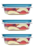 Rubber maid Storage Containers, Easy Find Lids, Teal, 3 cup, Flex & Seal, Leak Proof Lids, Food Storage Set, Clear Meal Prep Flex Containers, 3 Piece Set, Utenselux - size: 3 Cup