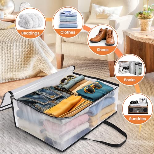TasticTotes 6 Pack Clear Storage Bags for Comforter, Clothes & Bedding, Plastic Blanket Storage with Zipper and Handle, Moving Bags, Closet Organizer and Under-Bed Storage (60L) - size: 60L