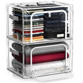 Sorbus Storage Bins with Metal Frame - Stackable & Foldable Clothes Organizer Bags - Clear Soft Plastic Storage Containers with & Carry Handles Organization for Bedding Linen & Clothing - size: Large, style: 2 Pack