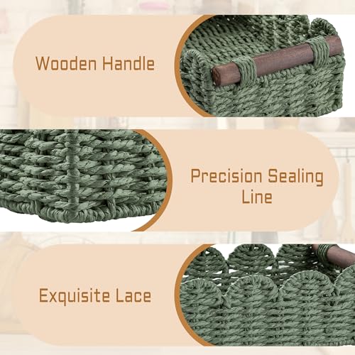 Storage Basket Wicker Baskets for Organizing Toilet Paper Storage Basket for Toilet Tank Top,Green - color: Green