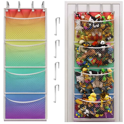 Honeyera The Original Storage for Stuffed Animals, Over Door Organizer for Stuffies, Baby Accessories, Toy Plush organizer, Breathable Hanging Storage Pockets Big Girls Toddler Large Bag (rainbow) - color: Rainbow
