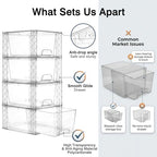 Bathroom Organizers and Storage Boxes 4pack, 7in Stackable Storage Drawers Plastic Simply Assembled Containers Bins Suitable for Cosmetics, Bathroom, Kitchen, Cabinets, and Snack Storage Boxes
