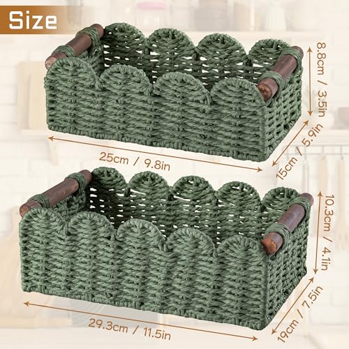 Storage Basket Wicker Baskets for Organizing Toilet Paper Storage Basket for Toilet Tank Top,Green - color: Green