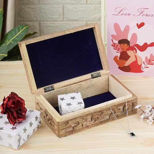 Ajuny Wooden Jewelry Box - Hand Carved Mango Wood Tree of Life Celtic Carving Decorative Multipurpose Keepsake Box, Treasure Chest Memory Box Organizer Travel Trinket Holder Case Gifts - 8x5 Inch - style: Celtic Tree