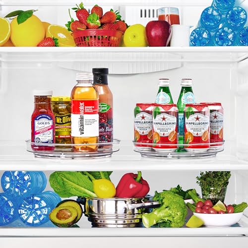 Sorbus 9 Inch Flat Clear Lazy Susan Organizer, Turntable Organizer for Spice Organization for Cabinet, Lazy Susan Turntable for Kitchen, Home, Office, Closet, Laundry Room Organization (4-Pack) - size: Flat 4 Pack