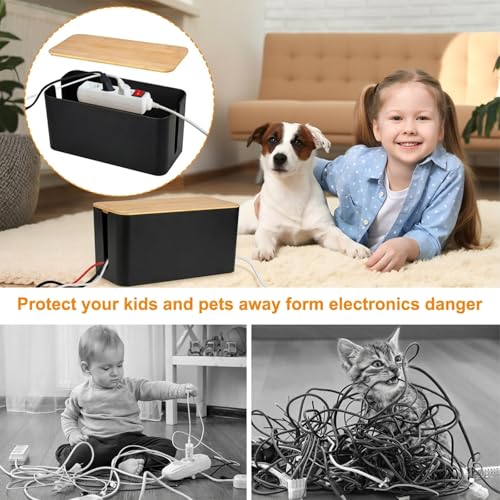 Cable Management Cord Cover Wire Hider Box Concealer Organizer Protector System for Home Theater Entertainment Center Office School (Wood Black) - color: Wood Black