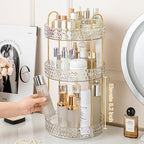 Rotating Makeup Organizer for Vanity, 3 Tier Perfume Skincare Storage for Women, Bathroom Counter Organizer, 360° Spinning Cosmetic Holder for Dresser Countertop, Clear - size: 3 Tier (Standard)