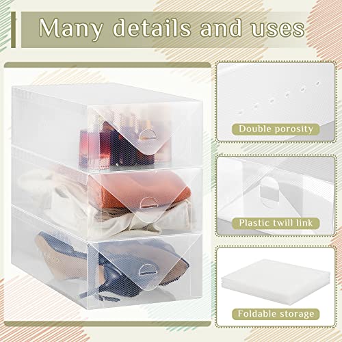Sintuff 20 Pcs Clear Shoe Boxes Plastic Stackable Clear Shoe Storage Boxes for Women Men Ankle Boots High Heels Rooms Closet(11.8 x 7.5 x 3.7 Inches) - size: 11.8 x 7.5 x 3.7 Inches