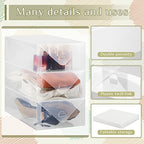 Sintuff 20 Pcs Clear Shoe Boxes Plastic Stackable Clear Shoe Storage Boxes for Women Men Ankle Boots High Heels Rooms Closet(11.8 x 7.5 x 3.7 Inches) - size: 11.8 x 7.5 x 3.7 Inches