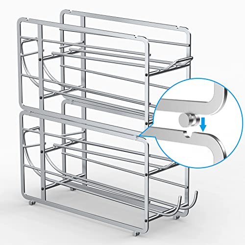 Canyave Soda Can Organizer Storage Rack, 2 Pack Stackable Beverage Soda Can Dispenser Organizer Holder for Refrigerator, Cabinet, Pantry (Silver) - color: Silver