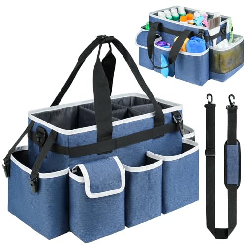 Cleaning Caddy,Cleaning Bag for Housekeepers,Cleaning Supplies Organizer with Handle,Blue - color: Blue, size: Medium