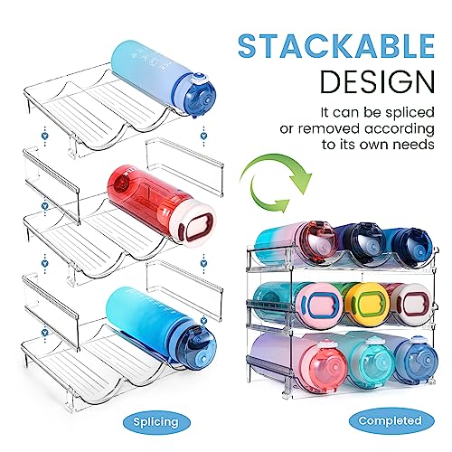 spospo Water Bottle Organizer for Cabinet, 3 Pack Water Bottle Organization and Storage Shelf, Plastic Water Bottle Holder Rack for Fridge, Kitchen, Desktop - size: 3 Pack