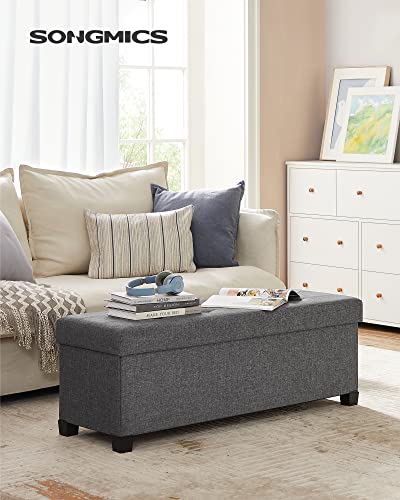 SONGMICS Storage Ottoman Bench, Foldable Foot Rest with Legs, 15 x 43 x 15.7 Inches, End of Bed Bench, Storage Chest, Load up to 660 lb, for Living Room, Bedroom, Entryway, Slate Gray ULSF018G01 - color: Dark Gray, size: 15"D x 43"W x 15.7"H