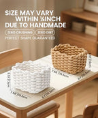 Small Macrame Woven Storage Baskets 2 Pack – Boho Cotton Rope Bins for Bathroom, Bedroom, Desk & Vanity Organizer – White & White, 7x5.5x5 Inches - color: White & White