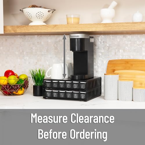 Mind Reader 2 Drawer Coffee Pod Organizer with Removable Dividers, 72 Pod Capacity, Metal Mesh Coffee Station Base with Guided Drawer Track, Black - style: Square 72 Capacity