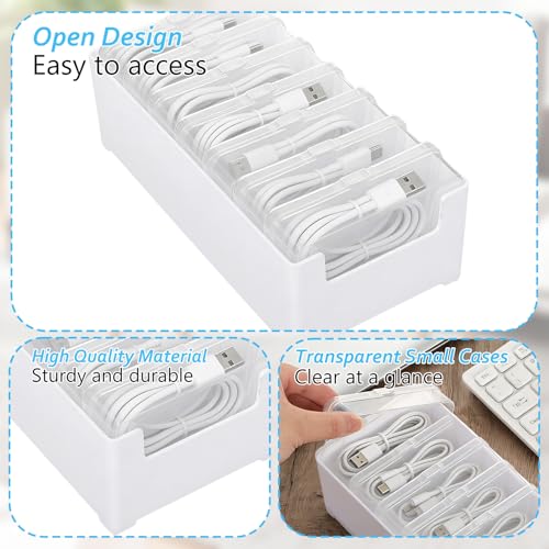 6 Set Cable Organizer Box with 7 Clear Switch Case Power Cord Organizer Desktop Cable Management Box Desktop Charger Cord Storage Organizer Box for Office Home Desk Accessories Stationery Supplies