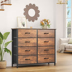 YITAHOME 8 Drawers Fabric Dresser, Furniture Storage Tower Cabinet, Organizer for Living Room, Hallway, Closet, Sturdy Steel Frame, Wooden Top, Easy-to-Pull Fabric Bins - color: A - Earthy Brown, style: 8-Drawer