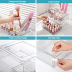 Vtopmart 3 Tier Clear Makeup Organizer with Drawer, Cosmetic Storage for Dresser Countertop and Bathroom Vanity, Beauty Holder for Lipstick Brush Skincare - style: 3 Tier