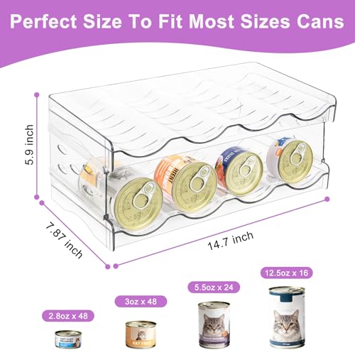 Cat Food Can Organizer, Can Organizer for Pantry, Transparent Cat Food Storage Container Holds 48 (3.5oz) Cans, Canned Food Organizer and Storage for Countertop Kitchen Cabinet (4 Tier-2 Layer) - color: 4 Tier-2 Layer